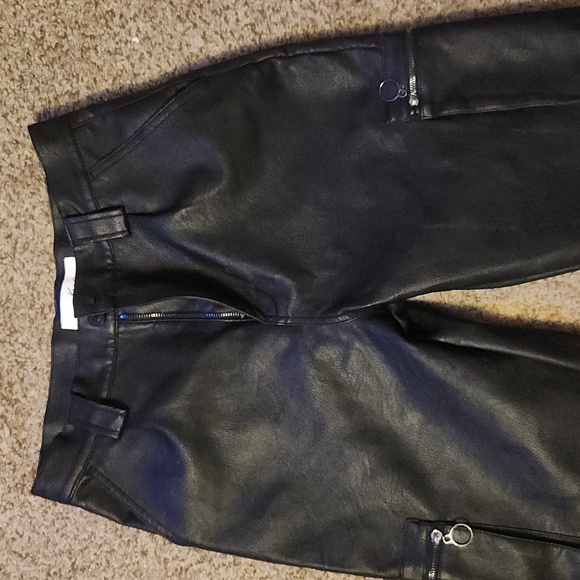KanCan Ultra High Rise Faux Leather Joggers Black nwot - Picture 3 of 4